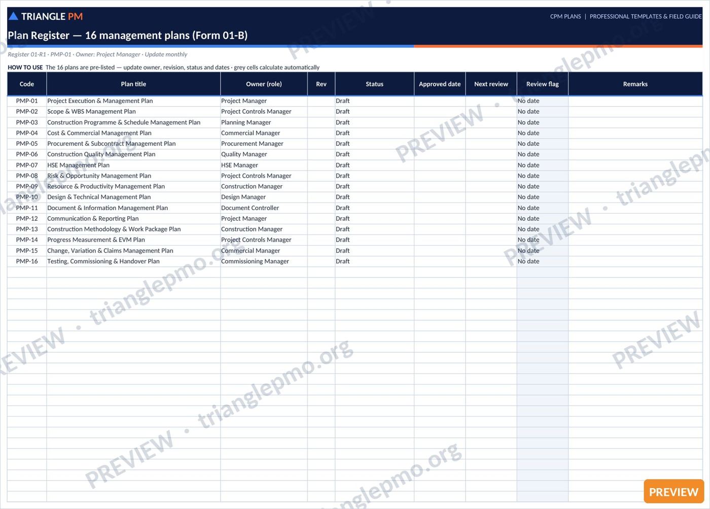 Construction Project Management Plans Toolkit — preview page 2