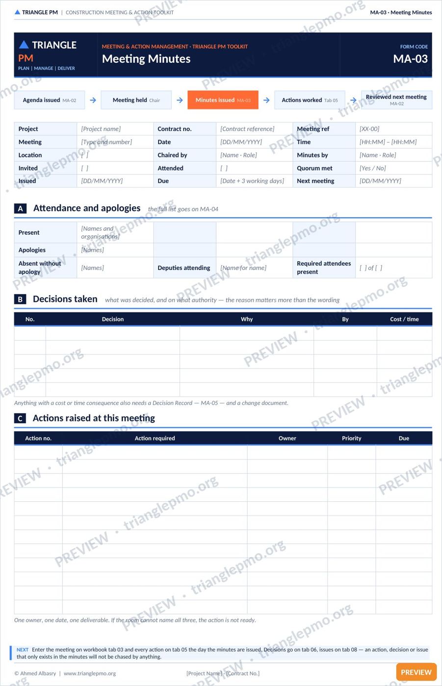 Construction Meeting & Action Management Toolkit — preview page 3