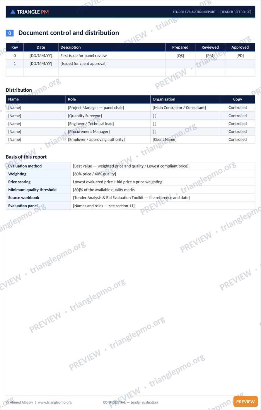 Construction Tender Analysis & Bid Evaluation Toolkit — preview page 3